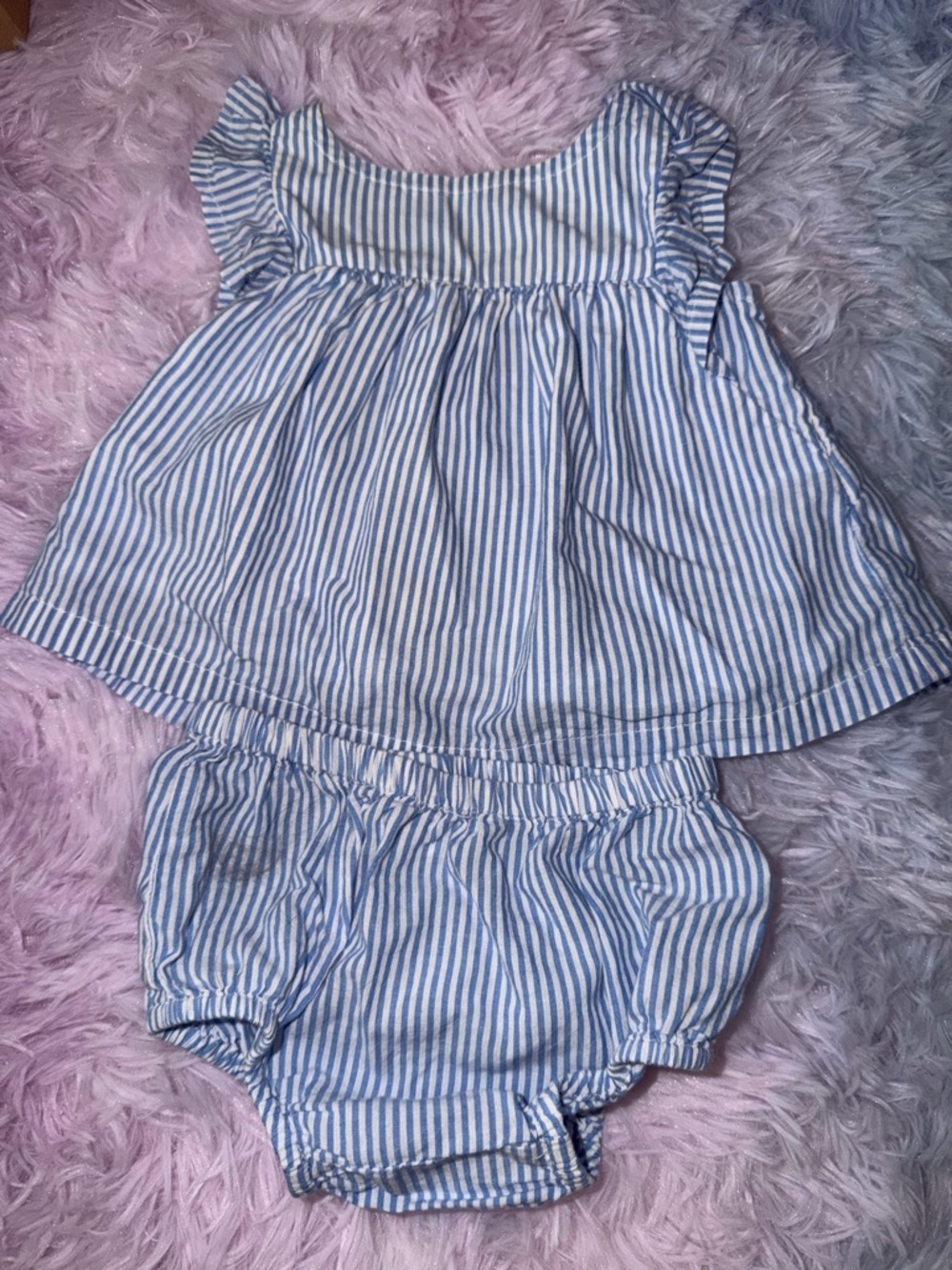 Old Navy Blue & White Striped Ruffle Sleeve Top with Bloomers